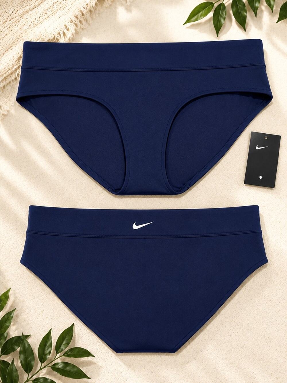 Nike Solid Navy Full Brief Bikini Bottoms Swim Bottom Size XL NWT